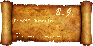 Biró Jusztin névjegykártya